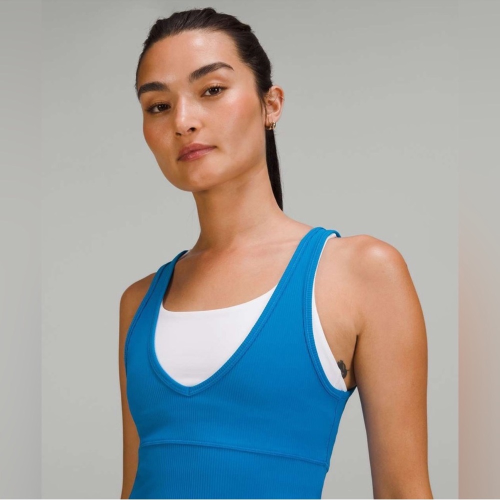 lululemon athletica power pivot tank: poolside blue